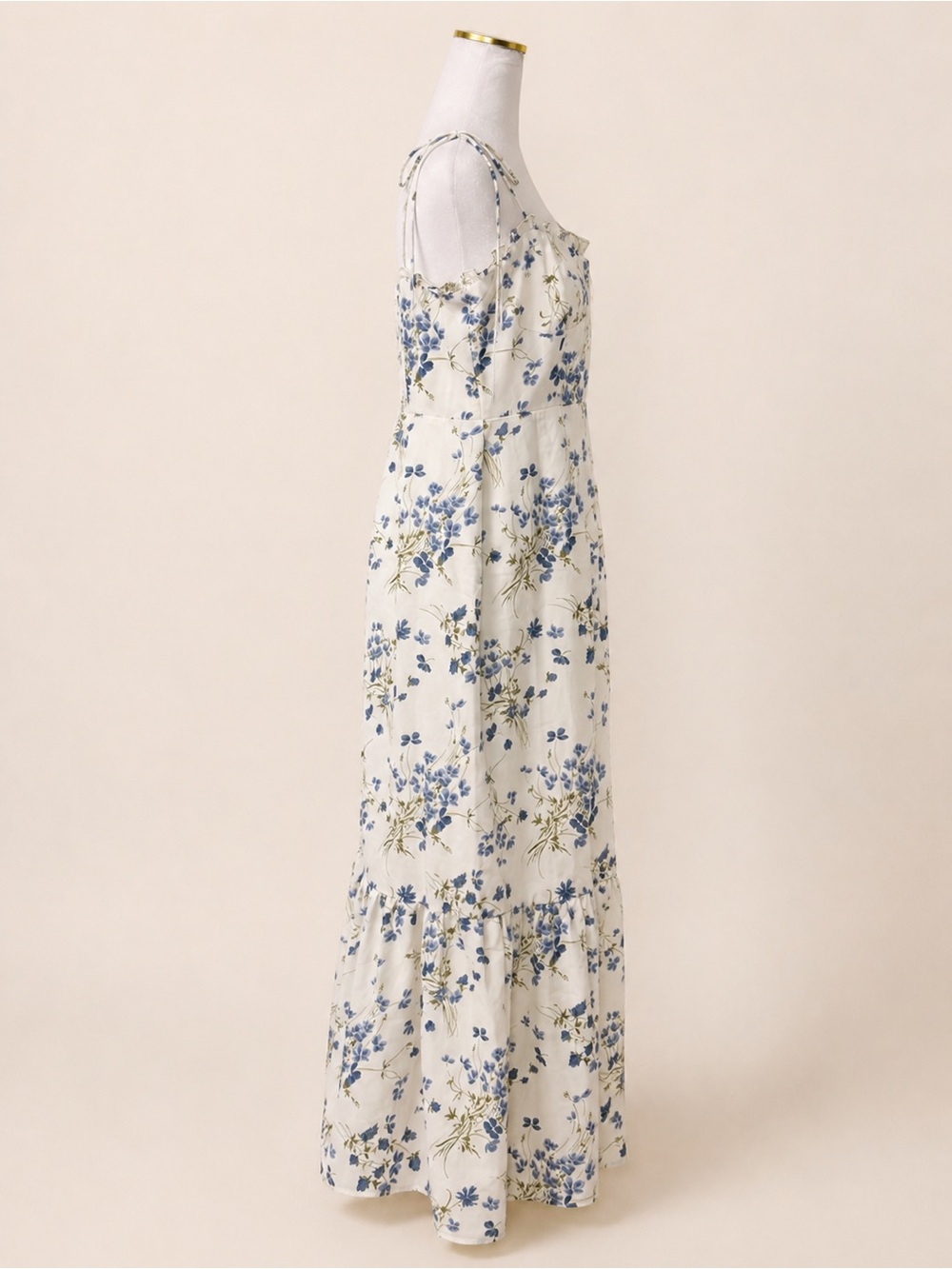 Commense Floral Tie Strap Smocked Back Ruffle Hem Maxi Dress - Picture 3 of 5